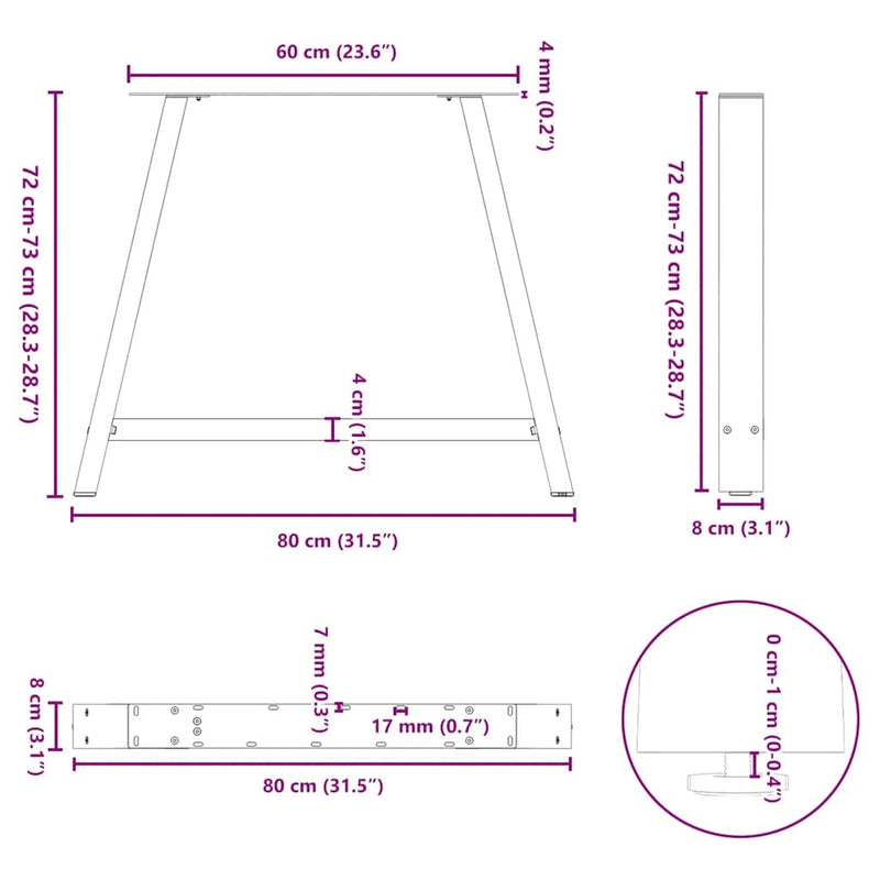 Coffee Table Legs A-Shaped 2 pcs Anthracite?90x(72-73) cm Steel