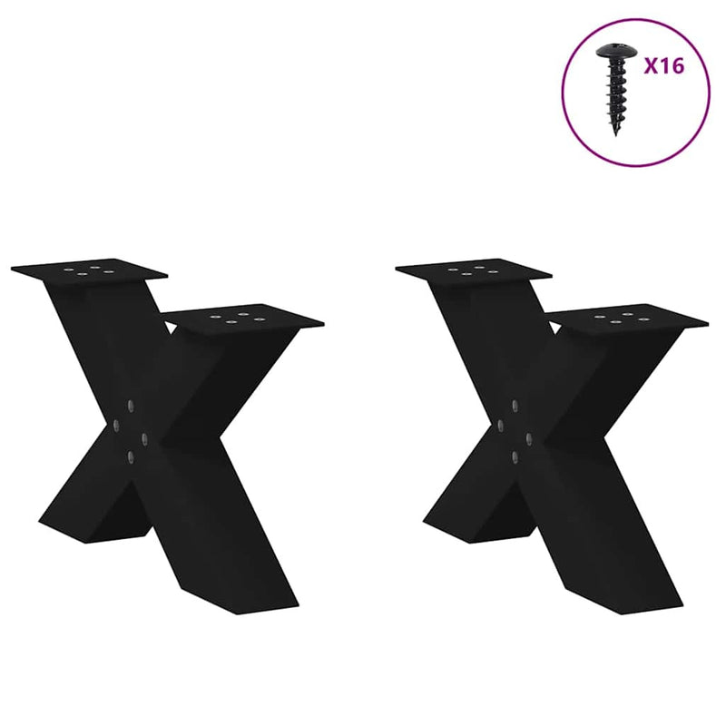 Coffee Table Legs X-Shaped 2 pcs Black 50x(30-31) cm Steel