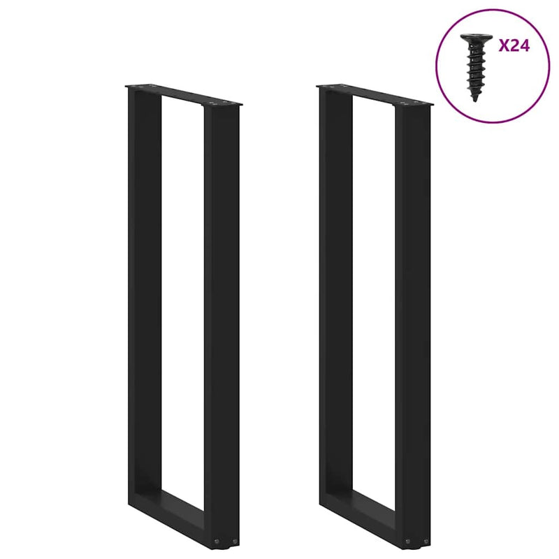 Coffee Table Legs U-Shaped 2 pcs Black 50x(110-111) cm Steel