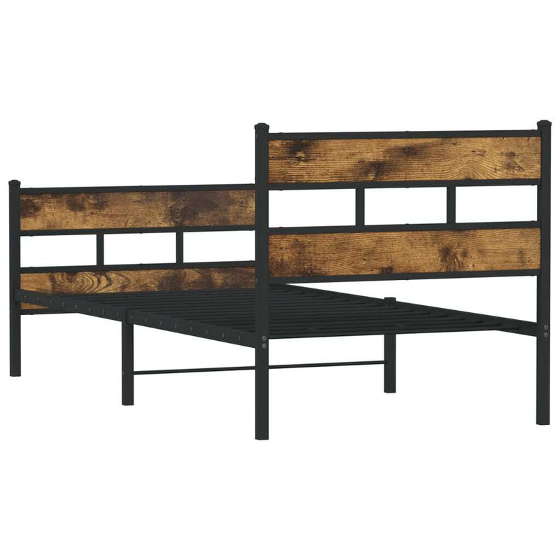 Metal Bed Frame without Mattress Smoked Oak 100x200 cm