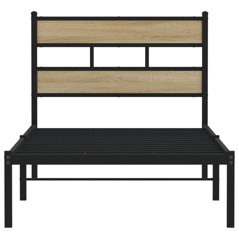 Metal Bed Frame without Mattress Sonoma Oak 75x190 cm Small Single