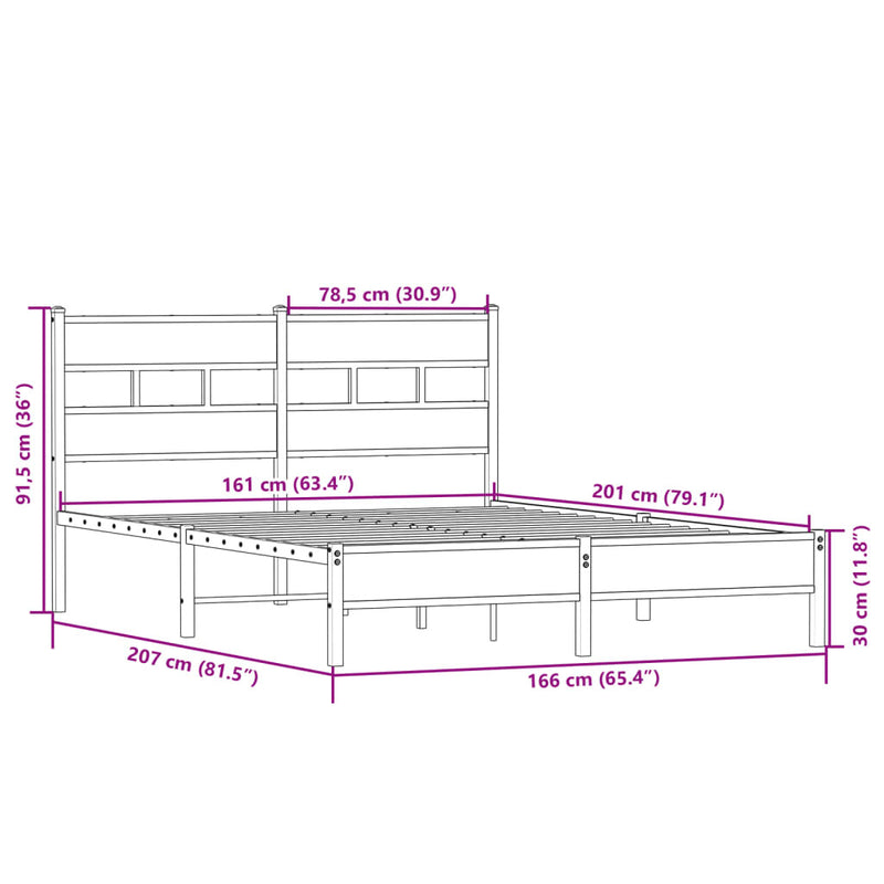 Bed Frame without Mattress Sonoma Oak 160x200 cm Engineered Wood