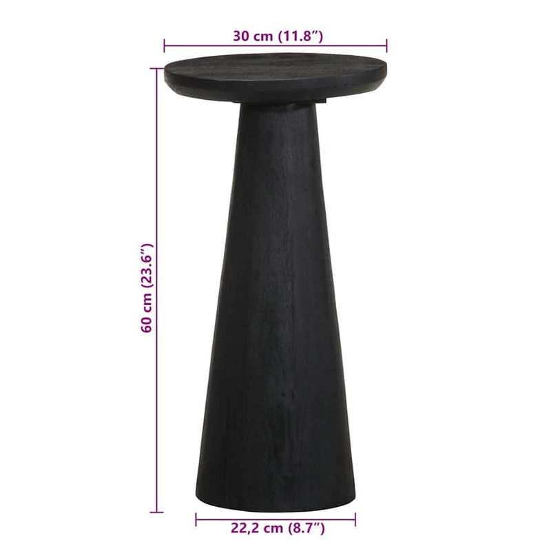 Side Table Black 30x60 cm Solid Wood Mango