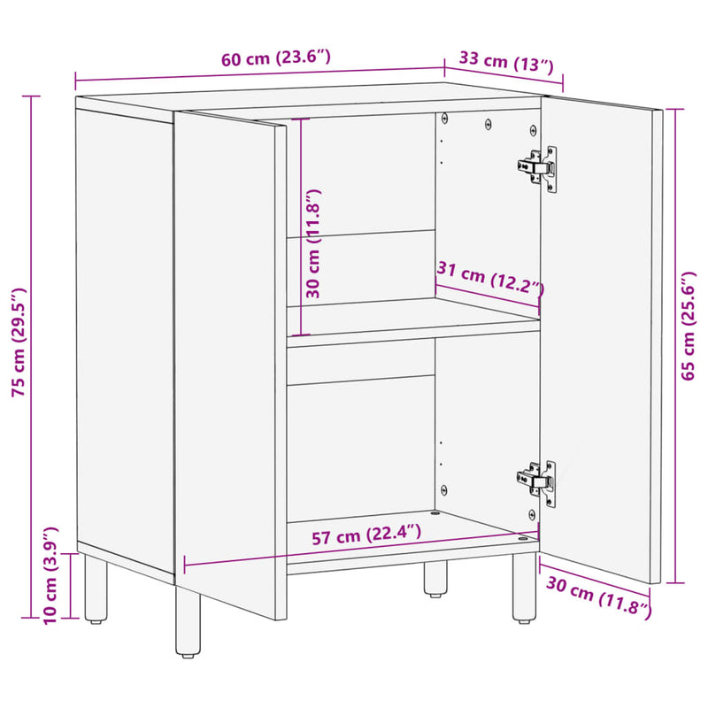 Sideboard Black 60x33x75 cm Engineered Wood