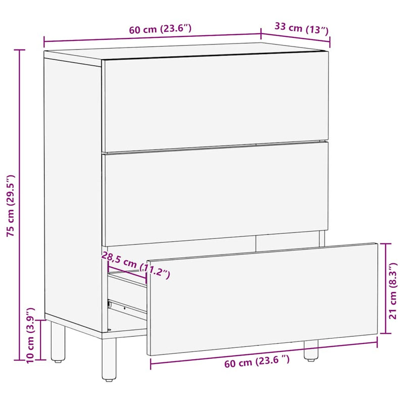 Sideboard Brown 60x33x75 cm Solid Wood Mango