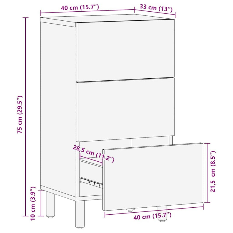 Sideboard Brown 40x33x75 cm Solid Wood Mango