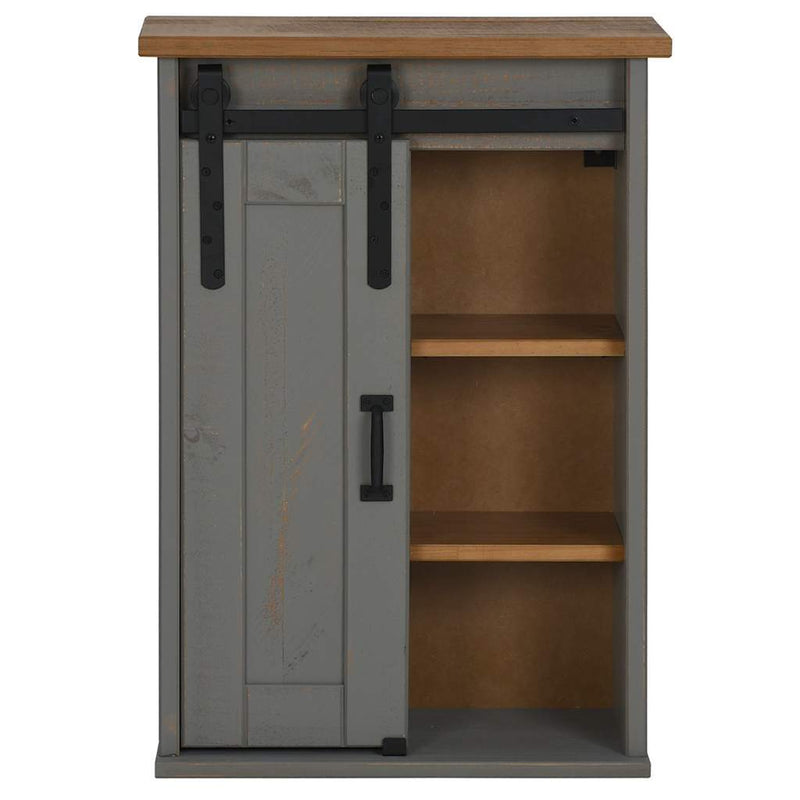 Hanging Cabinet HALDEN with Sliding Door Grey 49x22.5x70 cm Pine