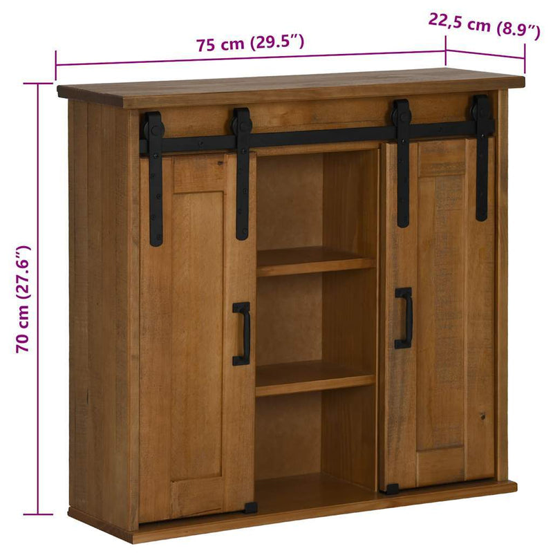 Hanging Cabinet HALDEN 2 Sliding Doors 75x22.5x70 cm Pine