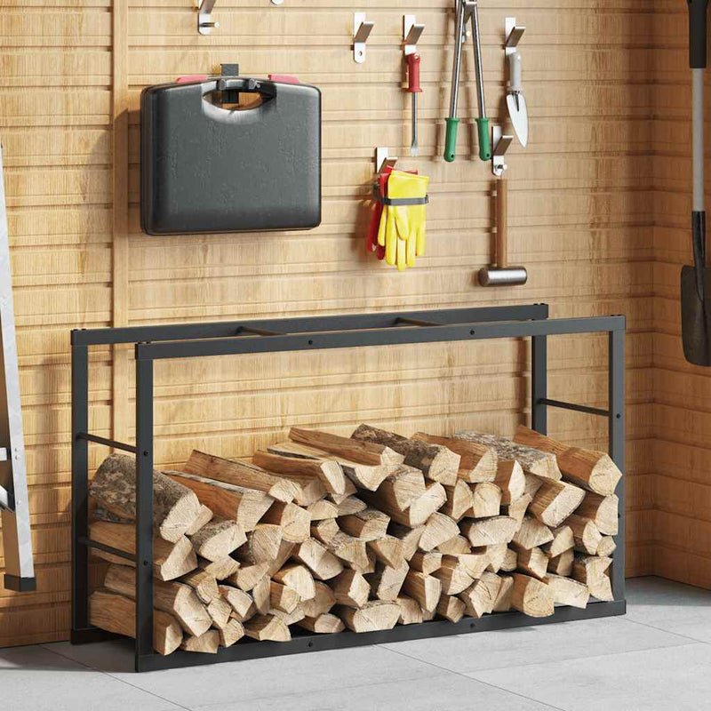 Firewood Rack Black 110x30x61 cm Steel