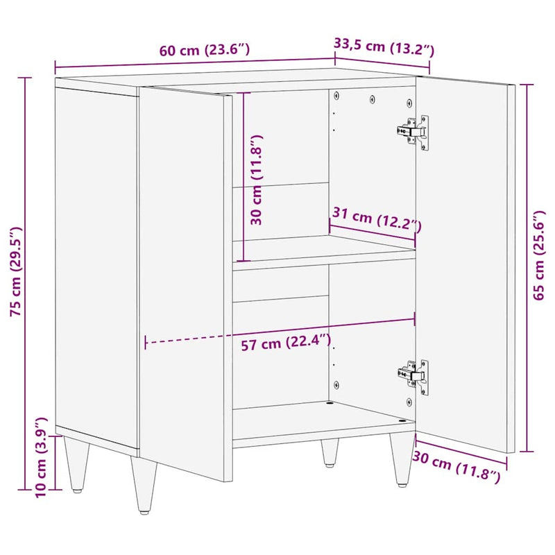 Sideboard 60x33.5x75 cm Solid Wood Mango