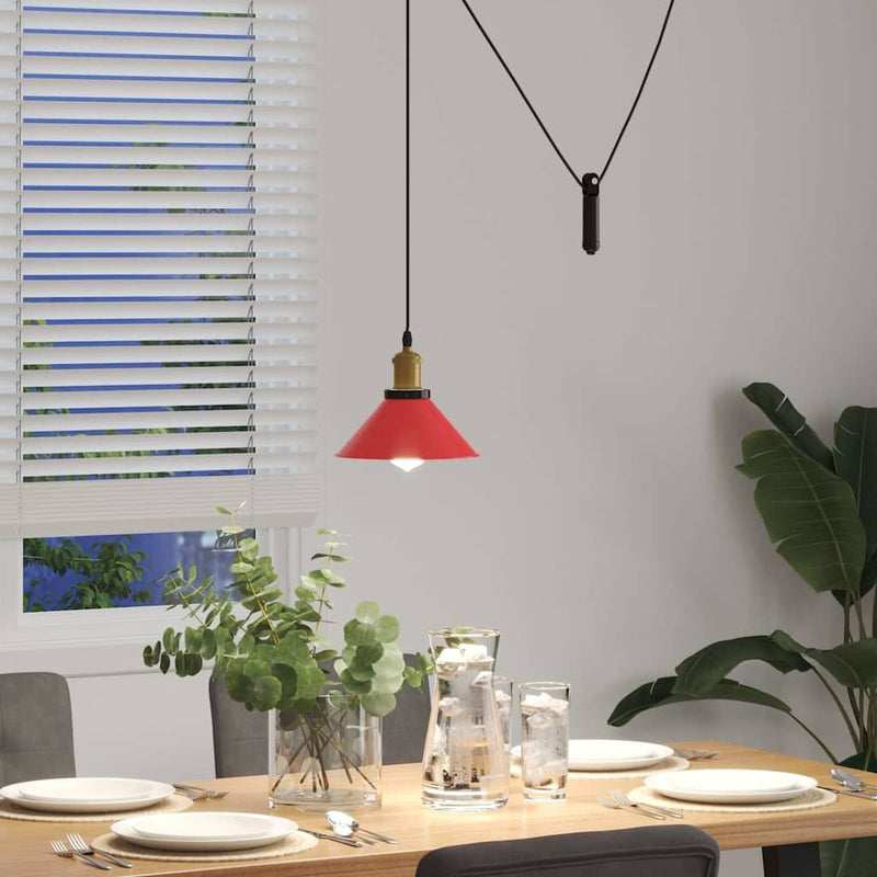 Pendant Lamp Height Adjustable E27 Gloss Red  22 cm Metal