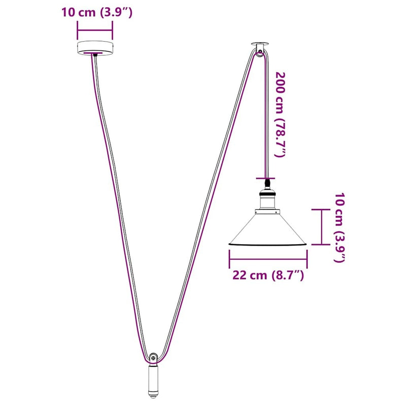 Pendant Lamp Height Adjustable E27 Gloss Red  22 cm Metal