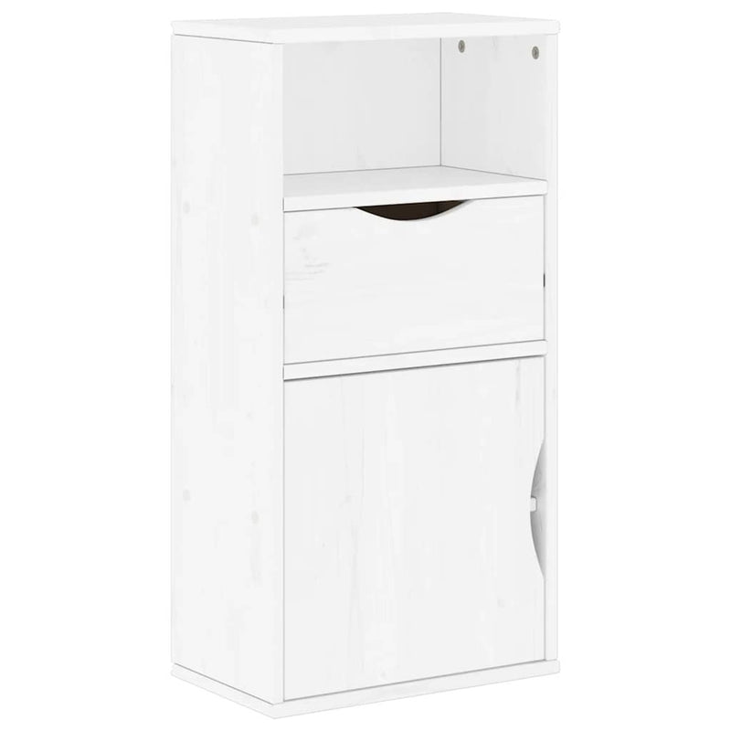 Side Cabinet with Drawer ODDA White 40x24x79 cm Solid Wood Pine