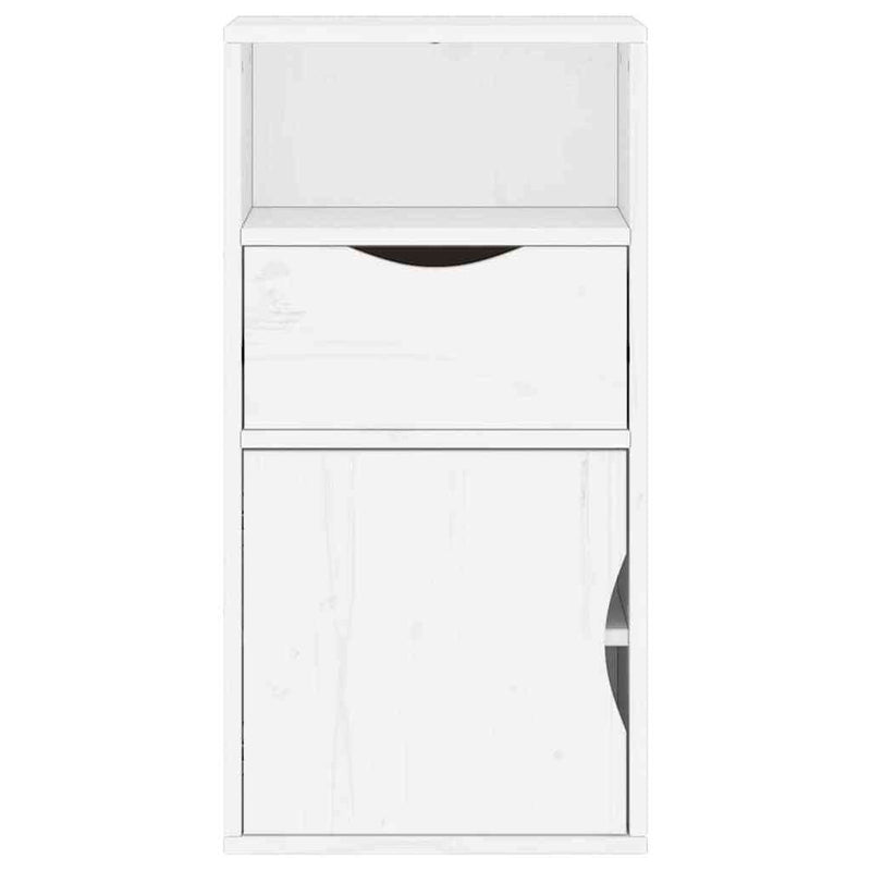 Side Cabinet with Drawer ODDA White 40x24x79 cm Solid Wood Pine