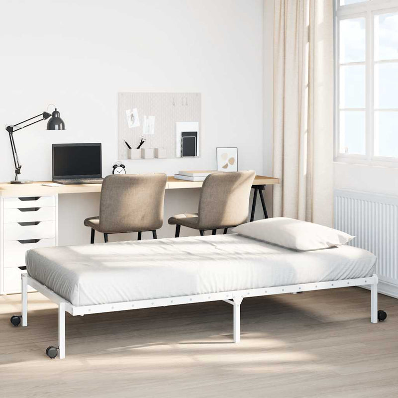 Bed Frame without Mattress Foldable White 75x190 cm Steel