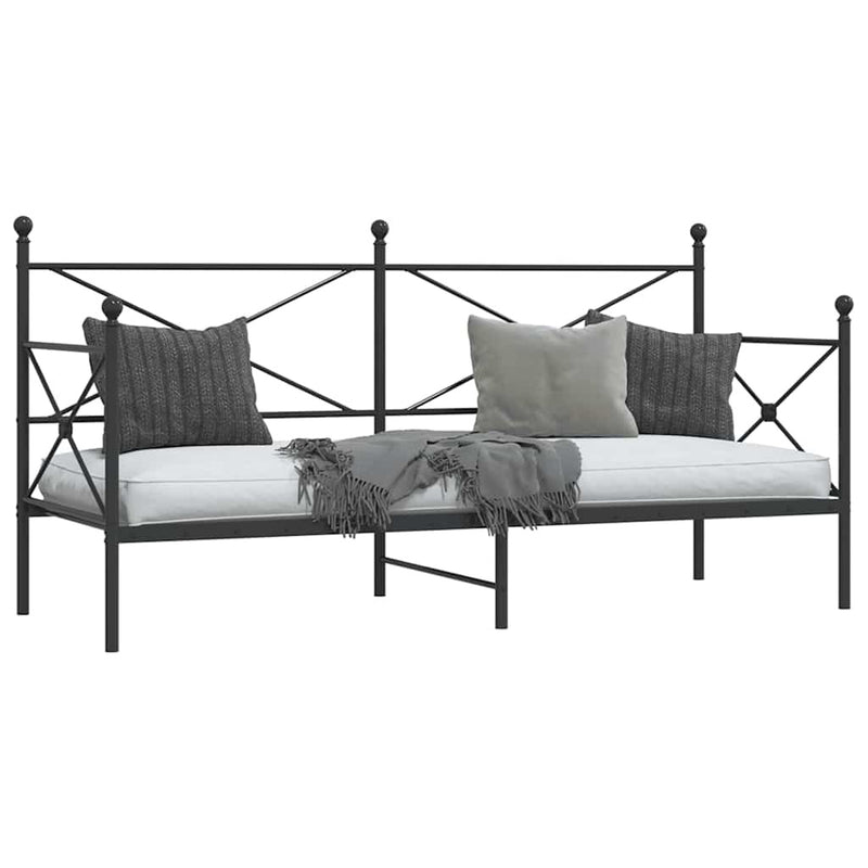 Day Bed without Mattress Black 90x200 cm Steel