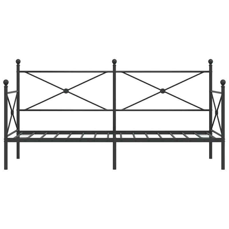 Day Bed without Mattress Black 90x200 cm Steel