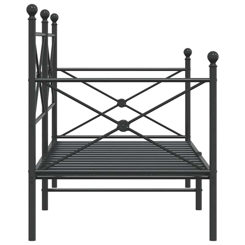 Day Bed without Mattress Black 90x200 cm Steel