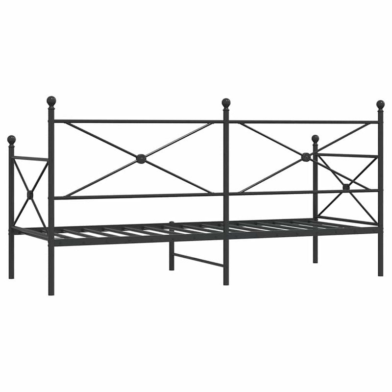 Day Bed without Mattress Black 90x200 cm Steel