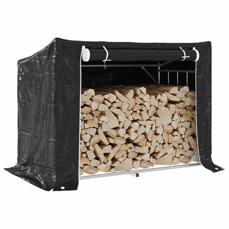 Firewood Rack with Rain Cover 151x80.5x110.5 cm Galvanised Steel