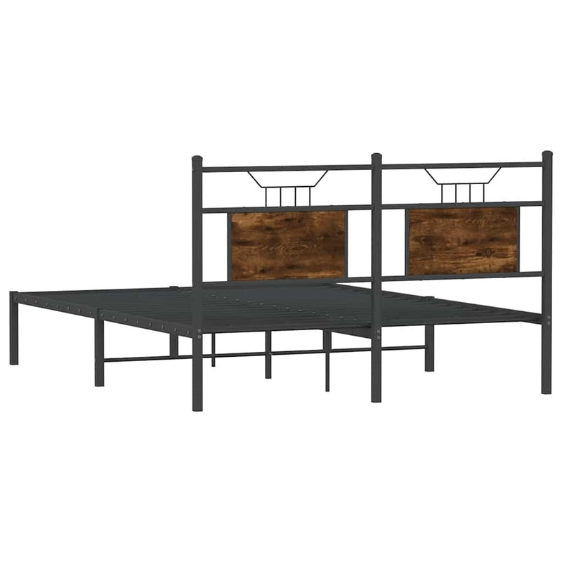 Bed Frame without Mattress Smoked Oak 140x200 cm Engineered Wood