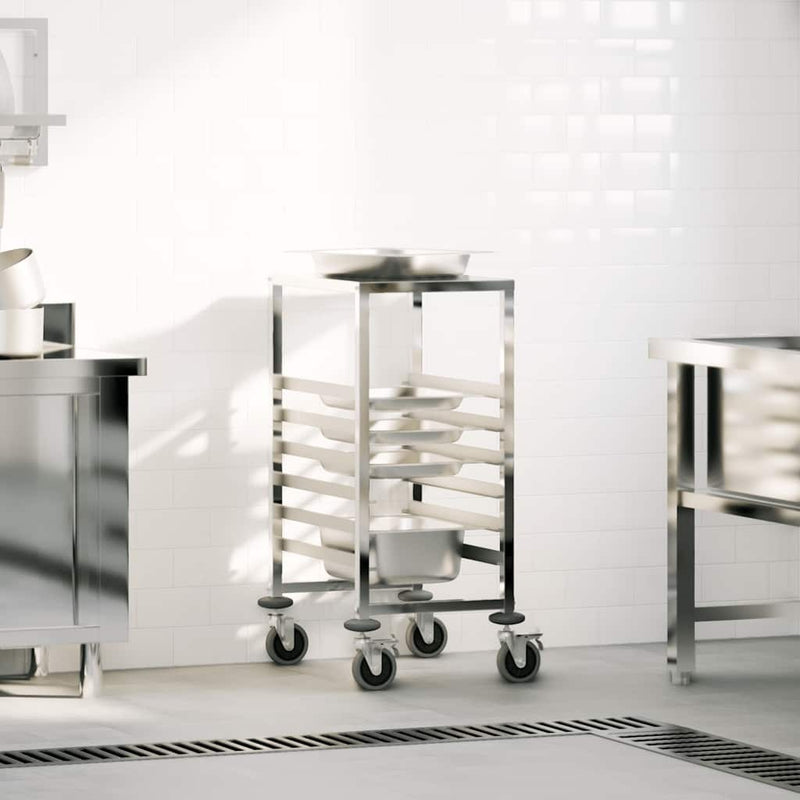 Tray Trolley with 6 GN Containers 39x55x87 cm Stainless Steel