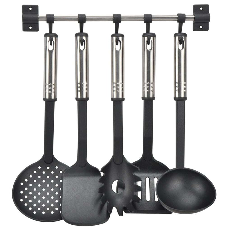 HI 6 Piece Kitchen Tool Set Black and Silver