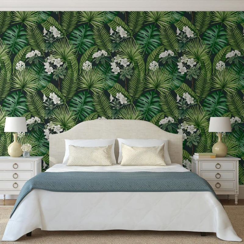 DUTCH WALLCOVERINGS Wallpaper Eden Black and Dark Green