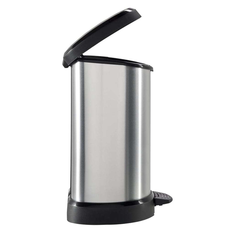 Curver Pedal Bin Deco D-Shape 15L Silver