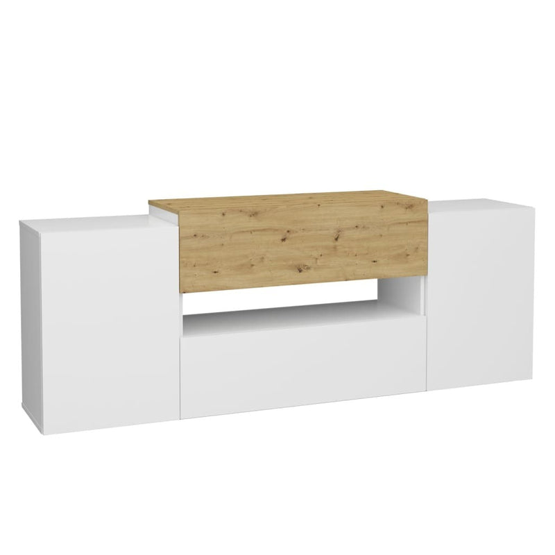 FMD TV/Hi-Fi Unit Cabinet 182x33x70.2 cm White and Artisan Oak