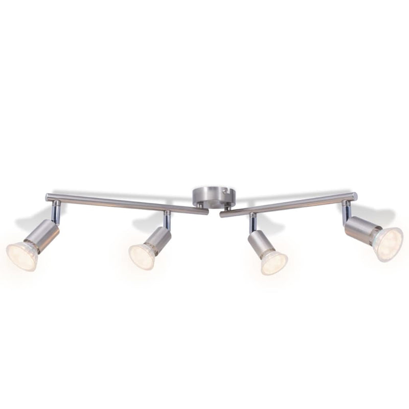 vidaXL Ceiling Lamp with 4 LED Spotlights Satin Nickel