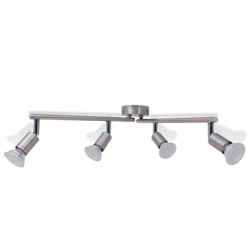 vidaXL Ceiling Lamp with 4 LED Spotlights Satin Nickel