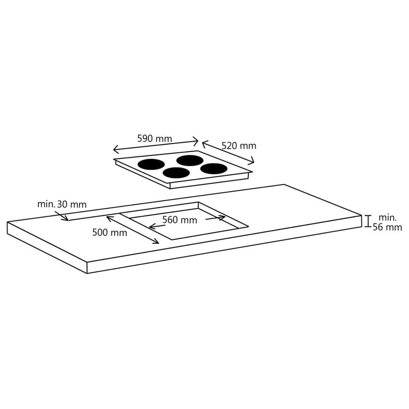 Induction Hob with 4 Burners Touch Control Glass 7000 W