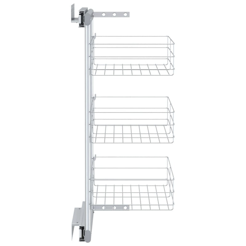 3-Tier Pull-out Kitchen Wire Basket Silver 47x25x56 cm