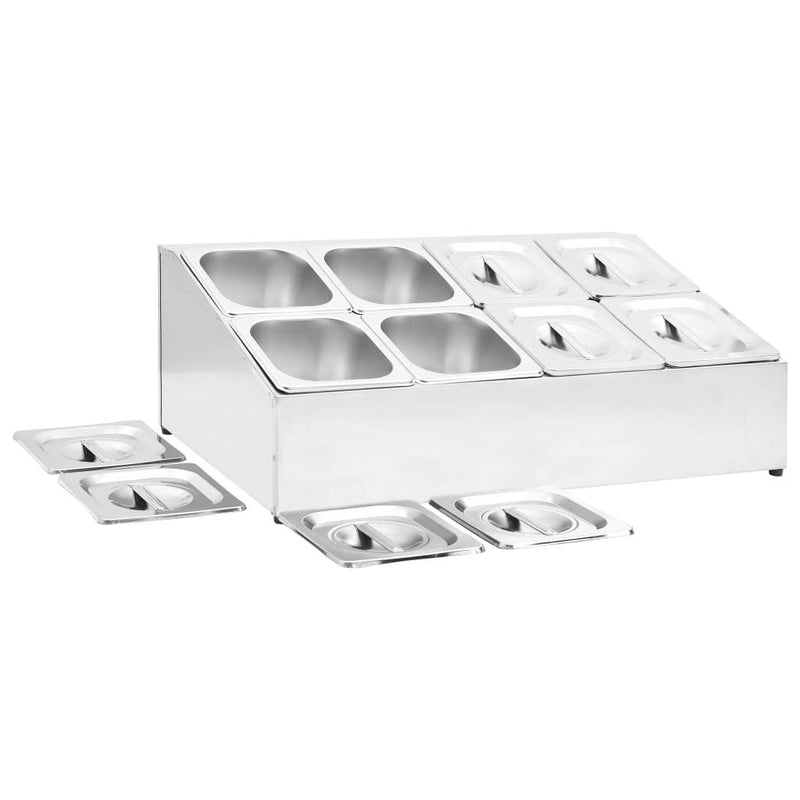 Gastronorm Container Holder with 8 GN 1/6 Pan Stainless Steel