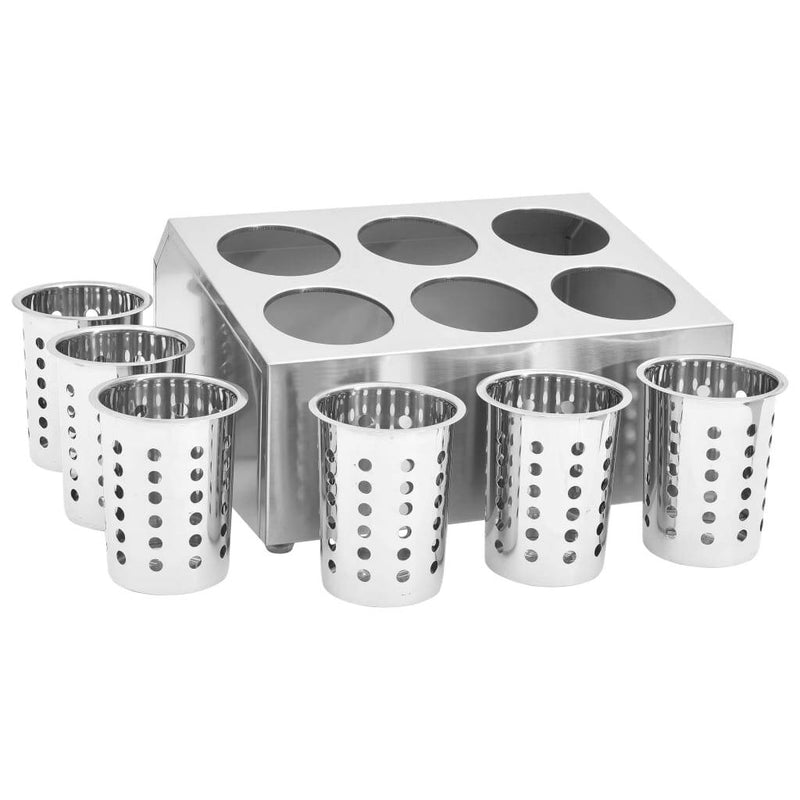 Cutlery Holder 6 Grids Square Stainless Steel