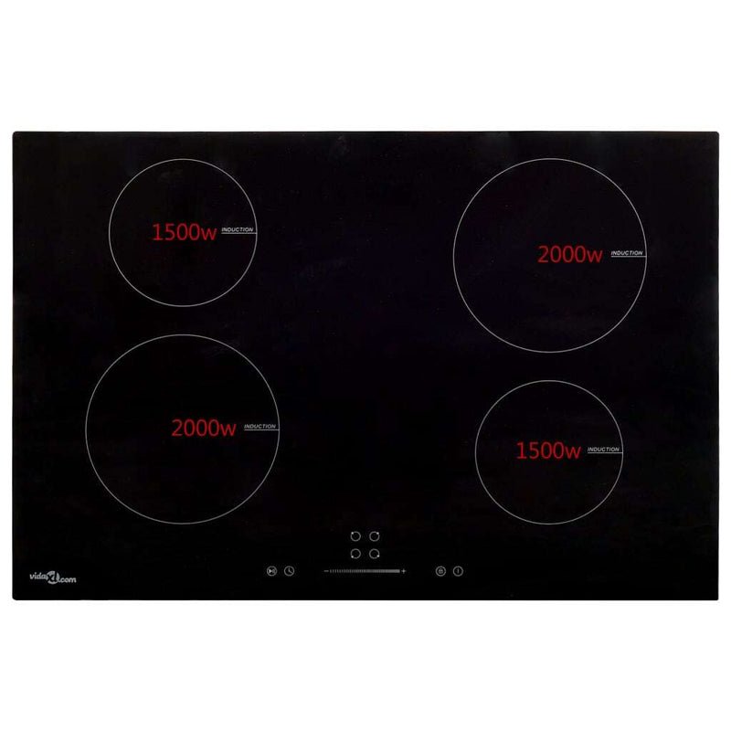 Induction Hob with 4 Burners Touch Control Glass 77 cm 7000 W