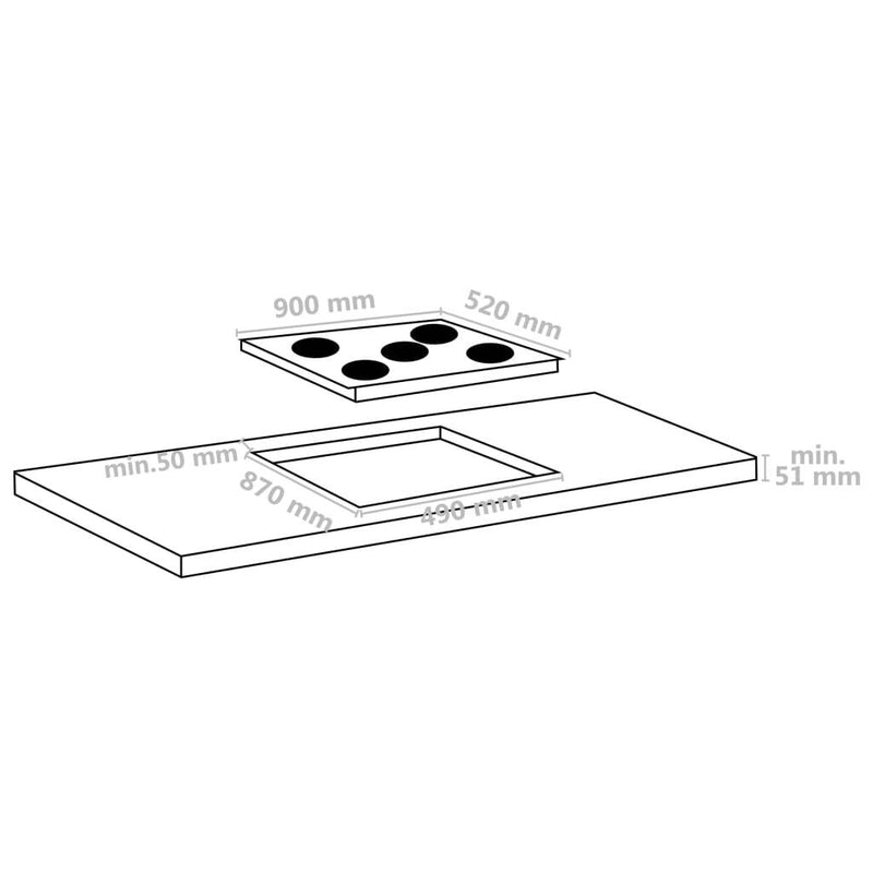 Ceramic Hob with 5 Burners Touch Control 90 cm 8500 W