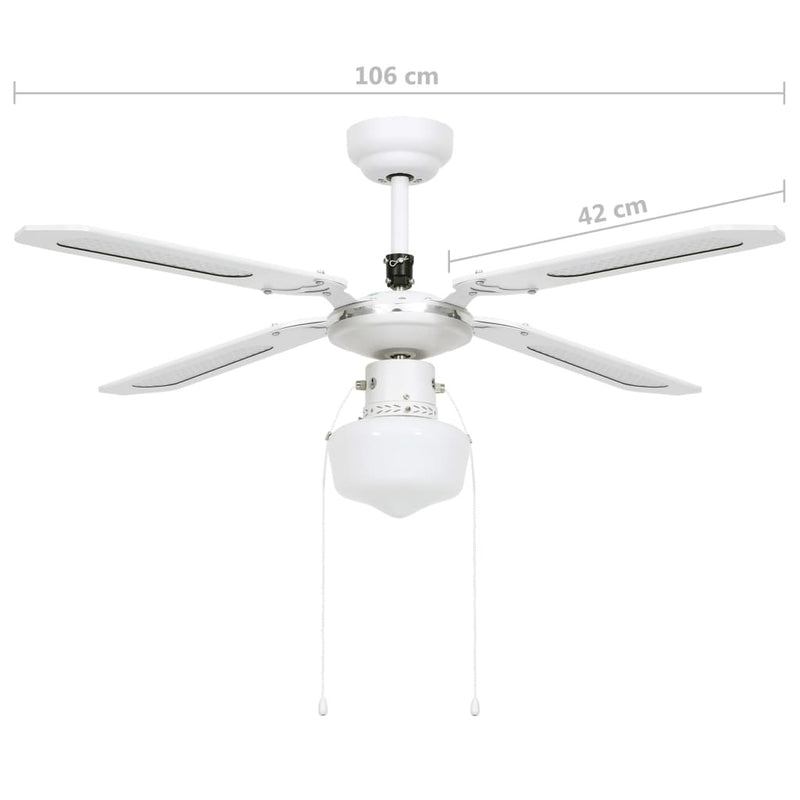 vidaXL Ceiling Fan with Light 106 cm White