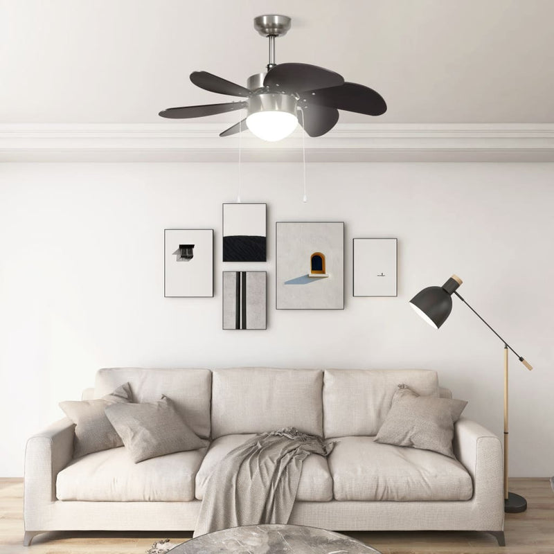 Ceiling Fan with Light 76 cm Dark Brown