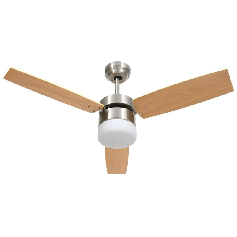 Ceiling Fan with Light and Remote Control 108 cm Light Brown