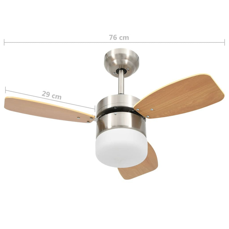 Ceiling Fan with Light and Remote Control 76 cm Light Brown