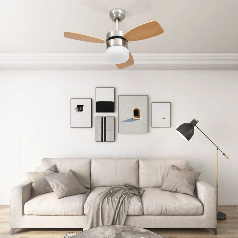 Ceiling Fan with Light and Remote Control 76 cm Light Brown