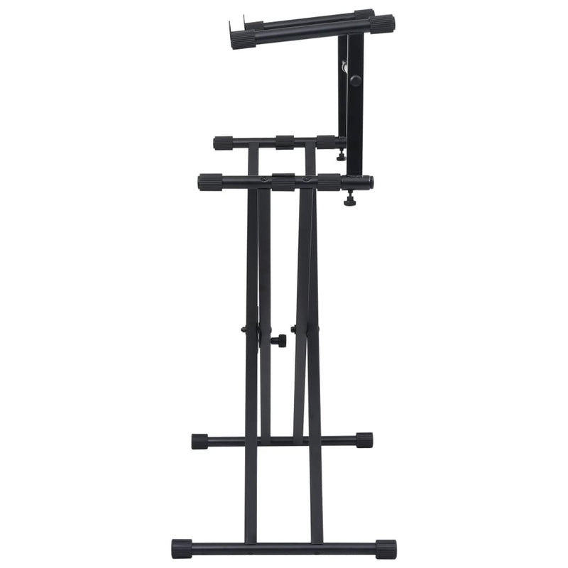 vidaXL Double Braced Keyboard Stand X-Frame Black