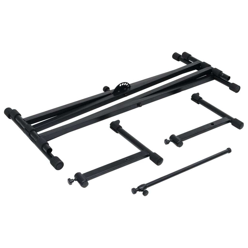 vidaXL Double Braced Keyboard Stand X-Frame Black