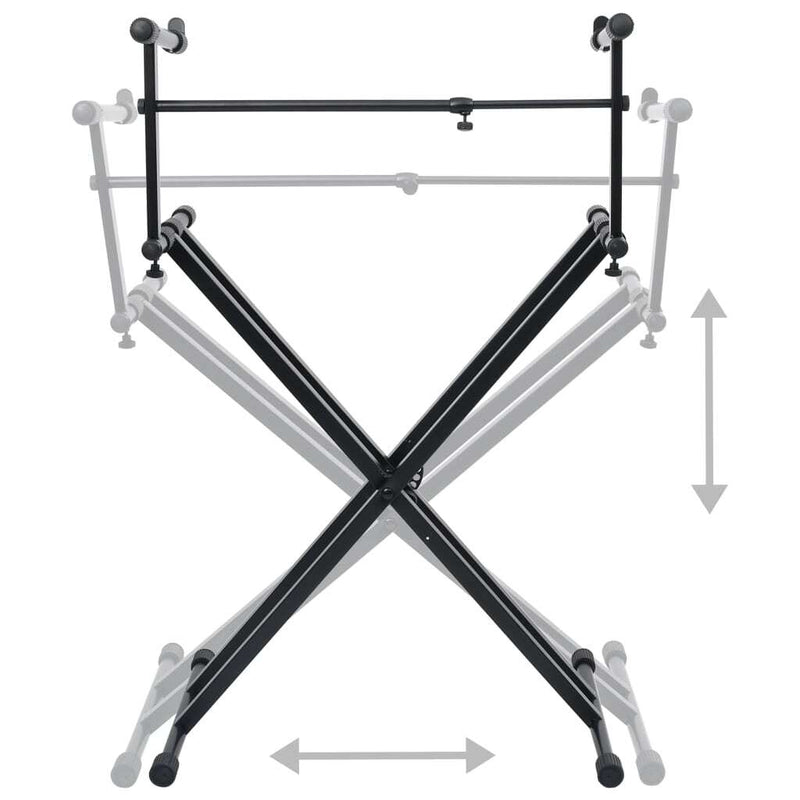 vidaXL Double Braced Keyboard Stand X-Frame Black