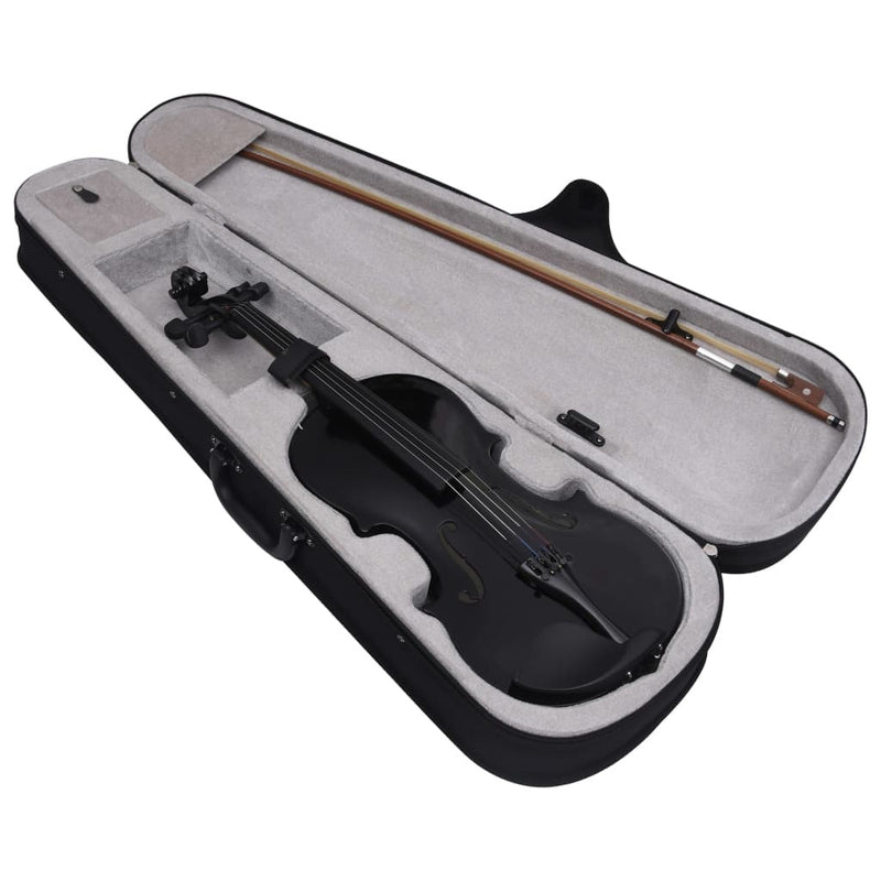 Violin Full Set with Bow and Chin Rest Black 4/4