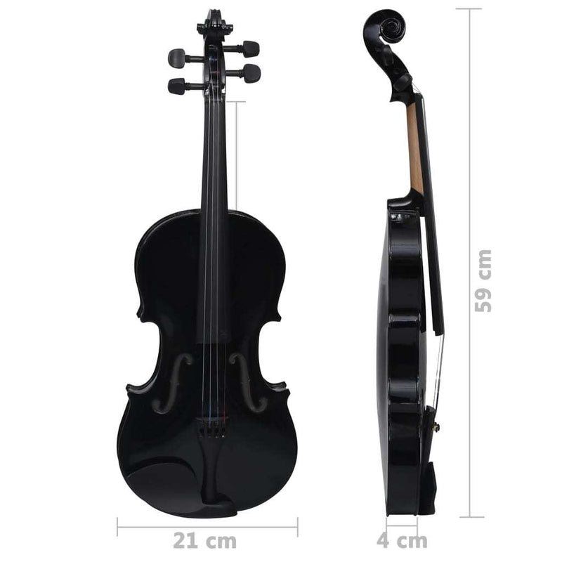 Violin Full Set with Bow and Chin Rest Black 4/4