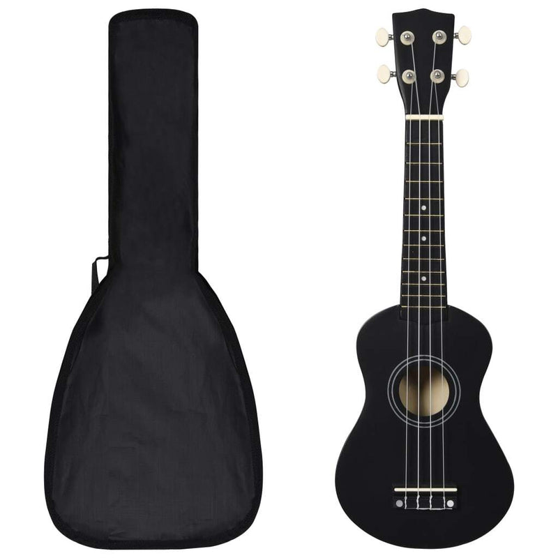 Soprano Ukulele Set with Bag for Kids Black 21"