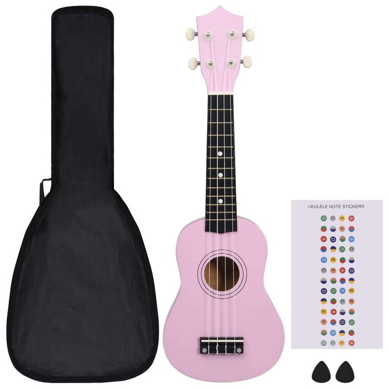 Soprano Ukulele Set with Bag for Kids Pink 21"